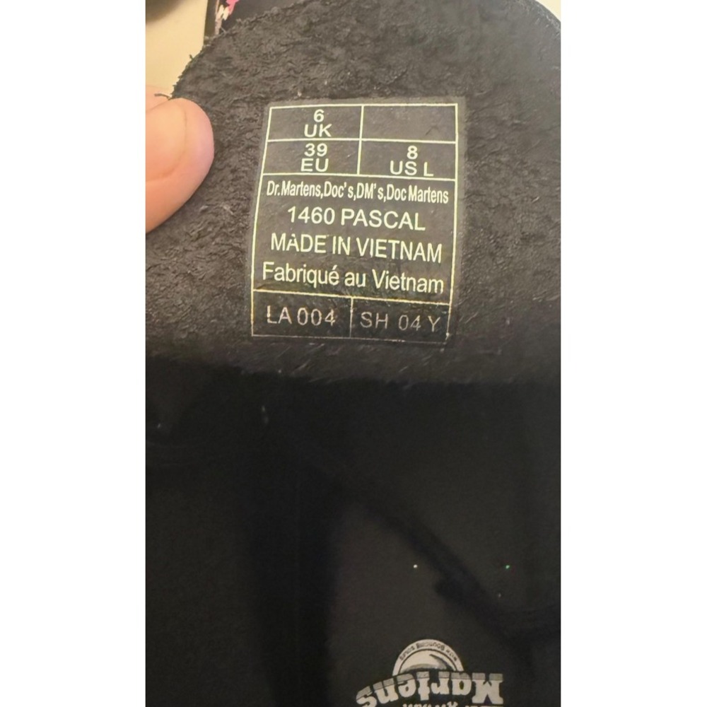 Dr Martens 1460 Pascal Boots Womens Size 8 Black Floral Leather Combat Ankle - Picture 7 of 9